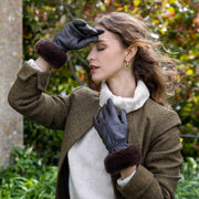 Guanti in pelle touchscreen Dents Nieve - Marrone Mocca