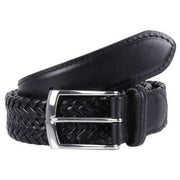 Dents Plaited Leather Belt - Black