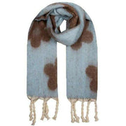 Dents Reversible Floral Blanket Tassel Scarf - Pale Blue