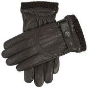 Dents Sherborne Knitted Cuff Touchscreen Leather Gloves - Black/Grey