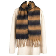 Sciarpa coperta a righe Dents - Beige cammello/nero