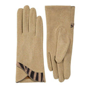 Dents Zebra Print Touchscreen Velour-Lined Gloves - Sand Beige