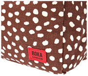 Borsa da toilette piccola in tela di cotone Roka Mayfair - Pois marrone