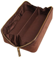 Alice Wheeler London Kensington piccola custodia da treno in pelle scamosciata - marrone cioccolato