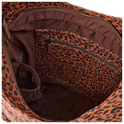 Borsa a tracolla grande in tela di cotone Roka Hoxton - Mini Leopard Brown