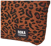 Custodia piccola in tela di cotone Roka Maida Vale - Mini Leopard Brown