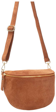 Borsa a tracolla grande in pelle scamosciata Elie Beaumont - Marrone chiaro