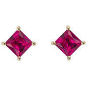 Elements Gold Princess Cut Created Ruby Earrings - Red/Gold