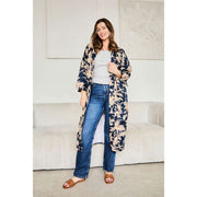 Kimono lungo Elie Beaumont Serendipity - Blu fiore di mezzanotte