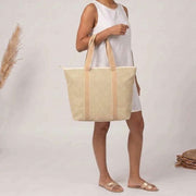 Borsa tote estiva Elie Beaumont - Intreccio geometrico dorato
