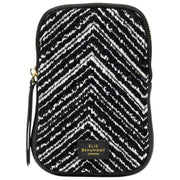 Borsa per cellulare in velluto Elie Beaumont - Nero Chevron/Bianco