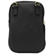 Borsa per cellulare in velluto Elie Beaumont - Nero Chevron/Bianco