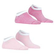 Esprit Allover Stripe 2 Pack Sneaker Socks - Pink