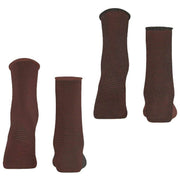 Esprit Allover Stripe 2 Pack Socks - Brown Mix