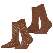 Esprit Fine Dot 2 Pack Socks - Rosewood Brown