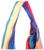 Borsa a tracolla grande in tela di cotone Roka Hoxton - Ampia multirighe