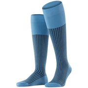 Falke Oxford Stripe Knee High Socks - Cornflower Blue