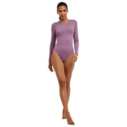 Body Falke Timeless in cotone girocollo - Magnolia lilla