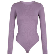 Body Falke Timeless in cotone girocollo - Magnolia lilla