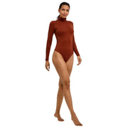 Body Falke Timeless in cotone con collo alto - visone marrone