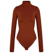 Body Falke Timeless in cotone con collo alto - visone marrone
