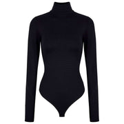 Body Falke Timeless in cotone con collo alto e perizoma - Nero