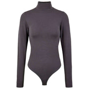 Body Falke Timeless in cotone con collo alto e perizoma - Grigio ferro