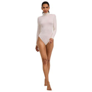 Body Falke Timeless in cotone con collo alto e perizoma - Bianco perla