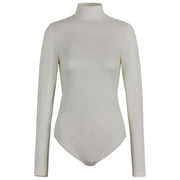 Body Falke Timeless in cotone con collo alto e perizoma - Bianco perla