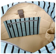 Borsa a tracolla media in tela di cotone Roka Sloane - striscia blu