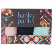 Hanky Panky Signature Lace - Confezione da 3 infradito a vita bassa - Rosa cipria/Marina/Blu celeste