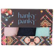 Confezione da 3 infradito originali Hanky Panky Signature Lace - Rosa cipria/Marina/Blu celeste