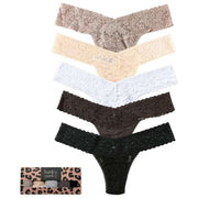Hanky Panky Signature Lace Vita bassa Confezione da 5 perizoma - Tortora/Dormi in grigio/Grigio nebbia/Crepuscolo