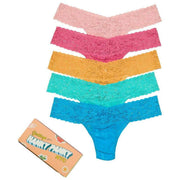 Hanky Panky Signature Lace Vita bassa Matchbox Perizoma - Confezione da 5 perizoma - Rosa acqua/Napoli/Zenzero/Blu schiuma di mare