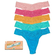 Hanky Panky Signature Lace Original Rise Matchbox Confezione da 5 perizoma - Rosa acqua rosa/Napoli/zenzero/blu schiuma di mare
