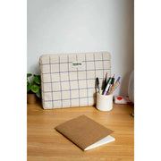 Custodia piccola per laptop da 13 pollici Hindbag Ava - a quadri bianco sporco/blu