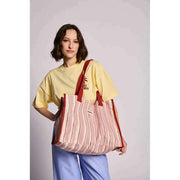 Borsa tote Hindbag Claude - strisce rosse/rosa