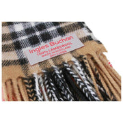 Sciarpa in lana d'agnello Ingles Buchan Thomson Camel - Beige/Bianco/Nero