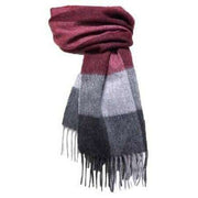 Knightsbridge Neckwear Striped Pure Wool Scarf - Burgundy/Grey