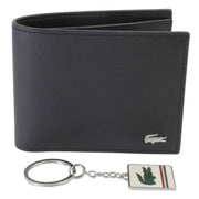 Lacoste Small Billfold Wallet and Key Ring Set - Black