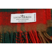 Locharron of Scotland Borders Coperta in lana d'agnello con foglia d'acero - Rosso/Verde scuro