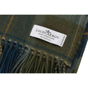 Locharron of Scotland Borders Coperta in lana d'agnello Scottish Borderland - Verde oliva/Navy
