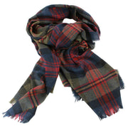 Sciarpa di lusso moderna Brock Logan di Locharron of Scotland - Blu marino/Verde oliva/Rosso