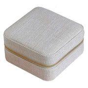 Maison Scarlett Corinne Linen Travel Jewellery Box - Beige