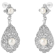 Orecchini pendenti con perle stile vintage Perle d'Oriente - Bianco/Argento