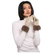 Guanti in finta pelle scamosciata Bettina Powder - Crema