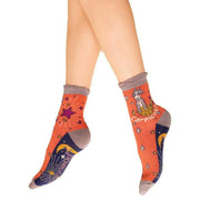 Powder Capricorn Ankle Socks - Tangerine Orange