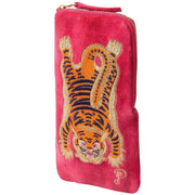 Powder Ikat Tiger Velvet Sunglasses Case - Fuchsia Pink