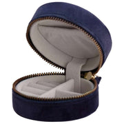 Portagioie rotondo in velluto floreale cipria - Blu navy