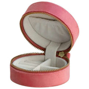 Portagioie rotondo con topo in velluto color cipria - rosa